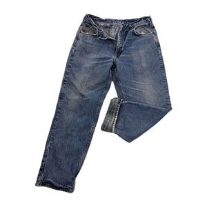Vintage Carhartt Jeans Mens 36x30 Blue Flannel Lined Distressed Made USA 90s